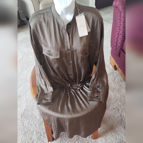 Zadig & Voltaire olive green button down dress size S - NEW